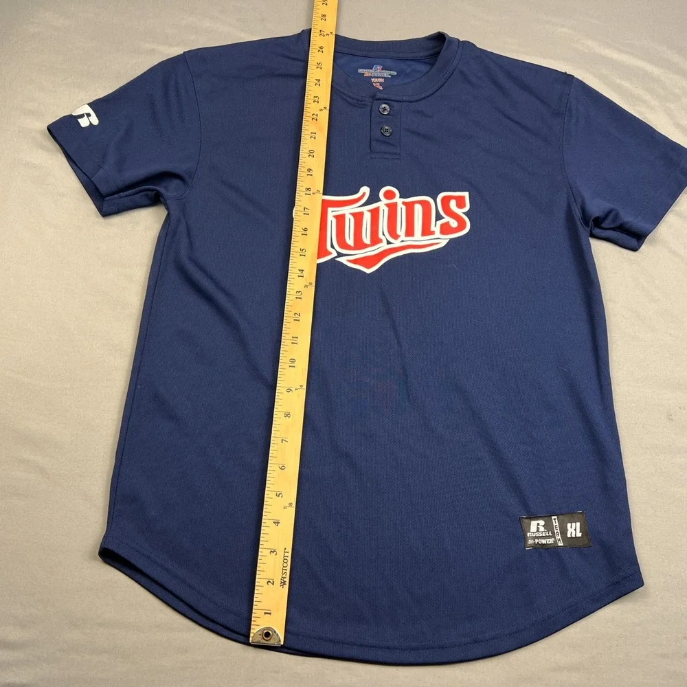 Russell Athletic MLB Minnesota Twins #53 Jersey Youth XL Buttoned Blue Shirt